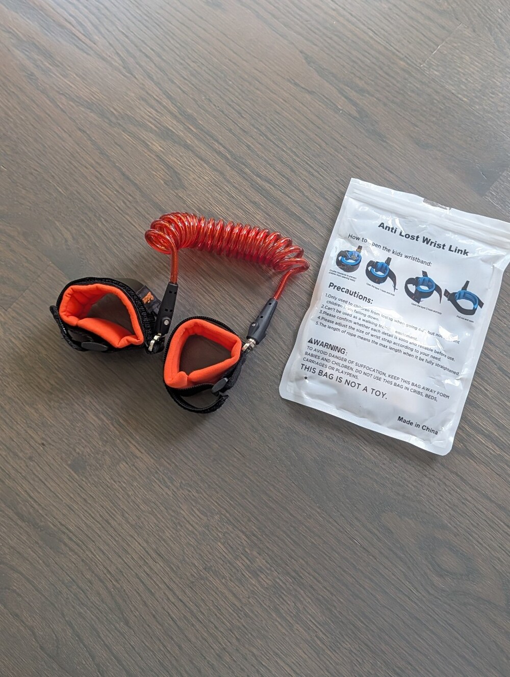 Anti-Lost Wrist Link Toddler Safety Leash Harness – Orange/Black